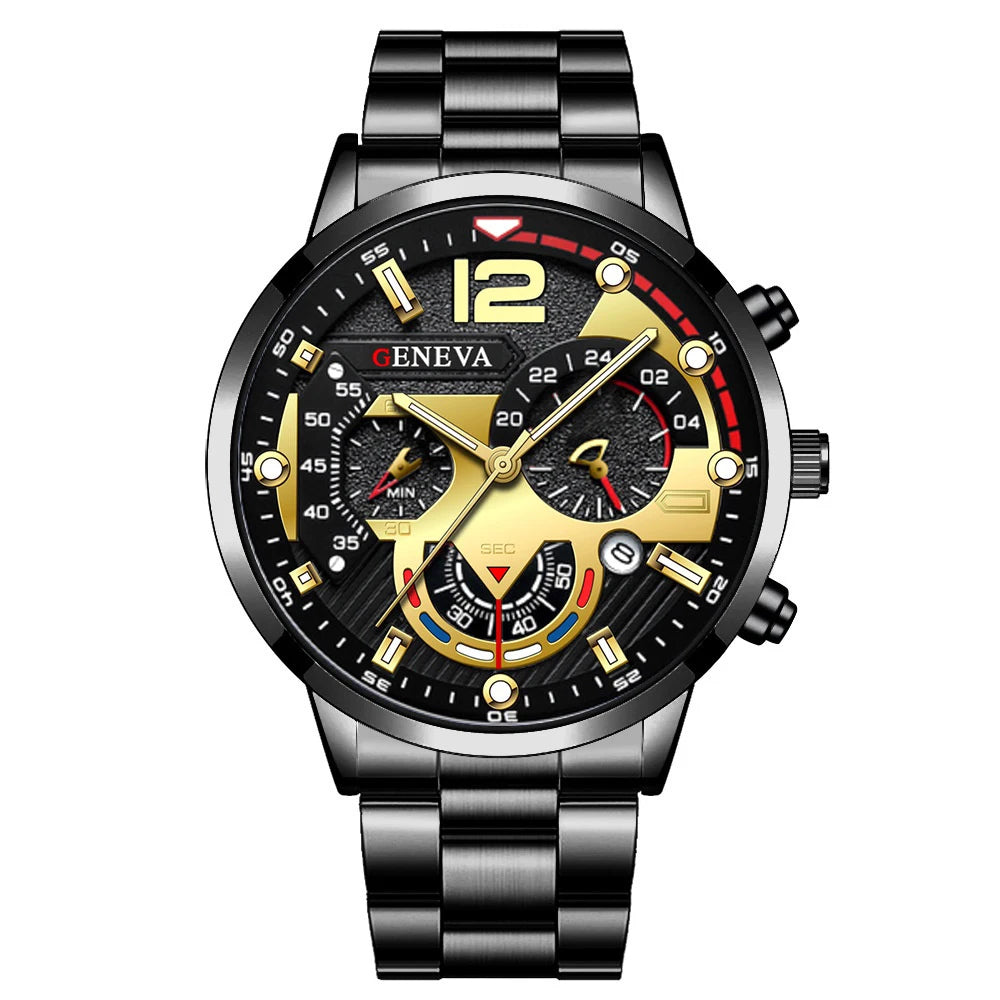 Stainless Steel Band Analog Quartz Wristwatch with Calendar