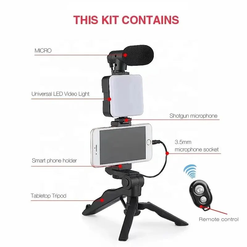 Smartphone Vlogging LED Kit With Tripod