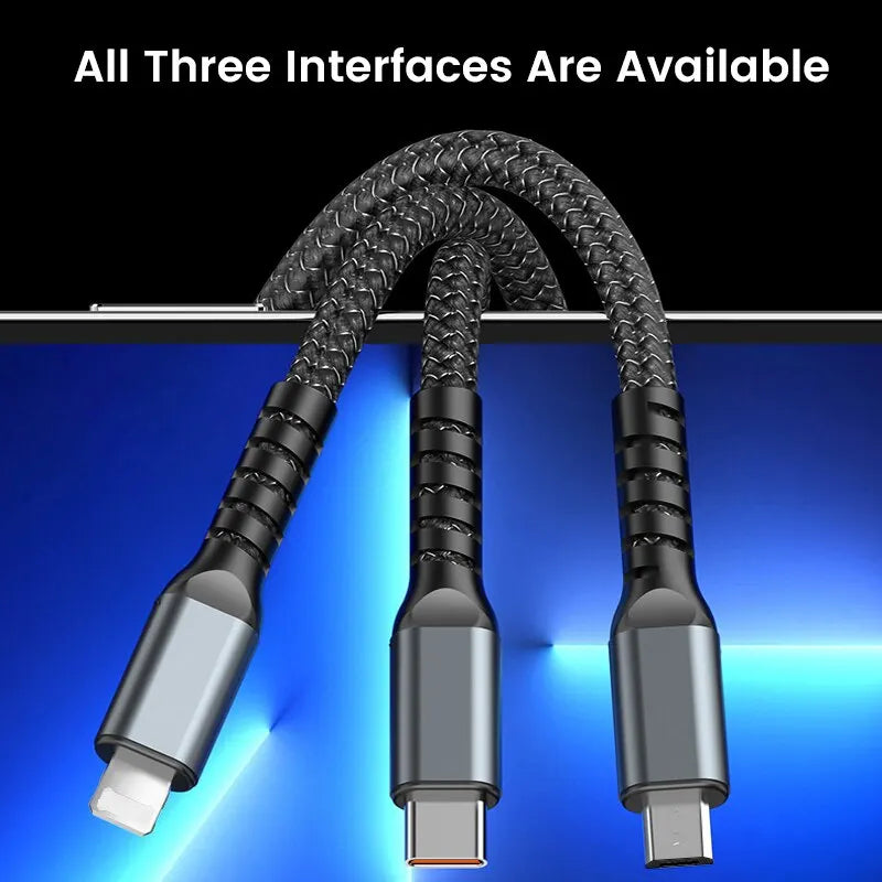 3 In 1 100w Transparent Fast Charging Cable