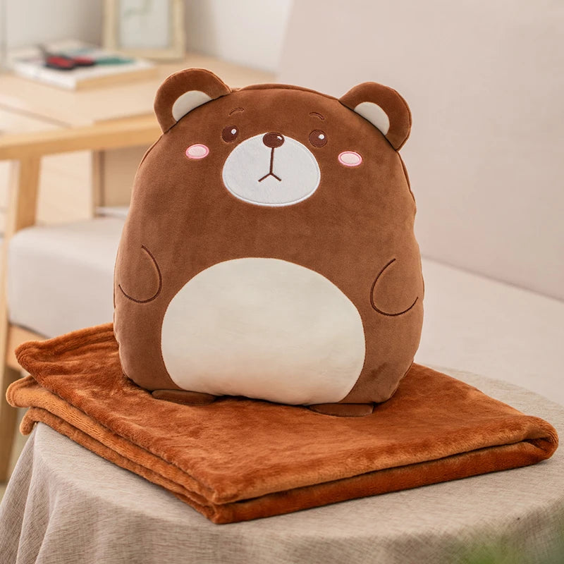 2-in-1 Animals Flannel Blanket Plush 40cm