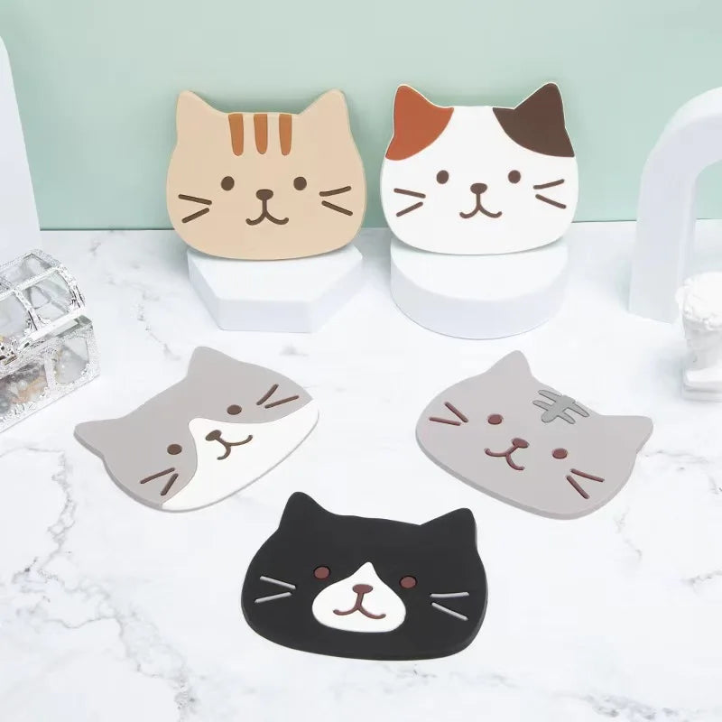 Cute Cats Silicone Cup Coaster Mat 5pcs