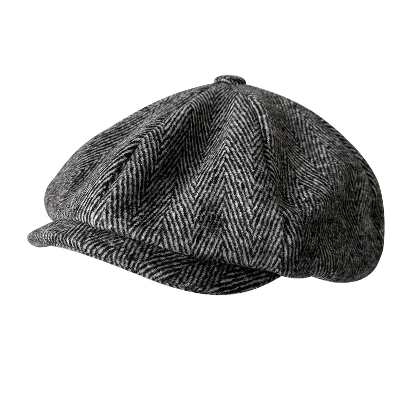 Classic Herringbon Beret British Newsboy Cap