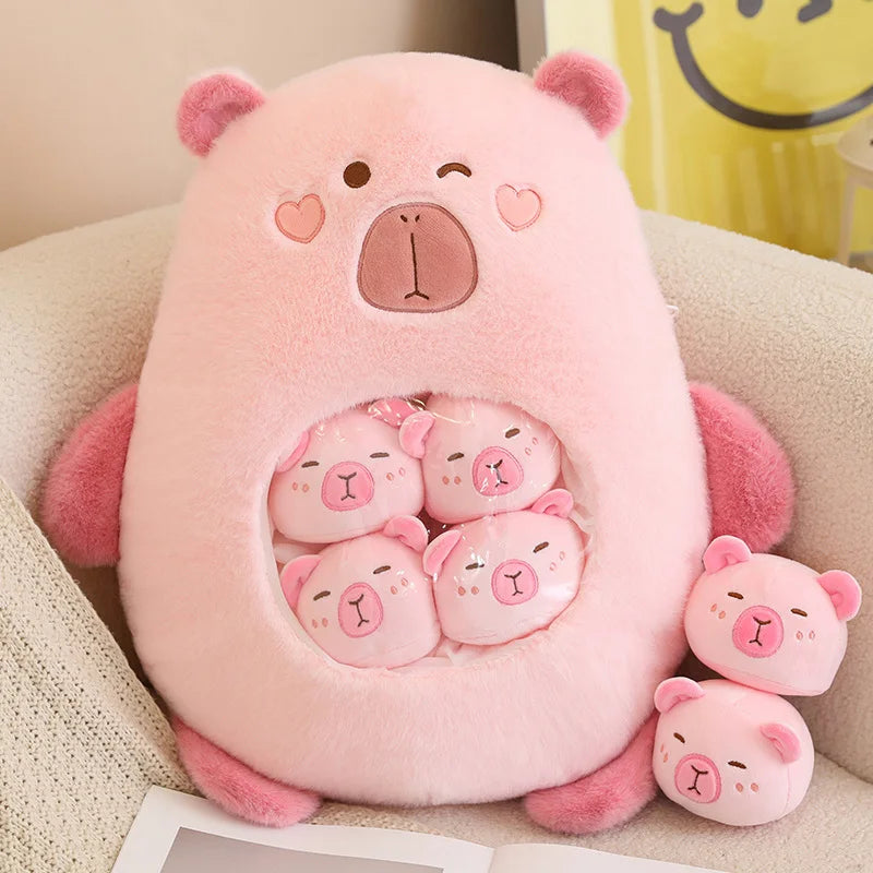 Cute capybara Plush with 6Pcs Inside