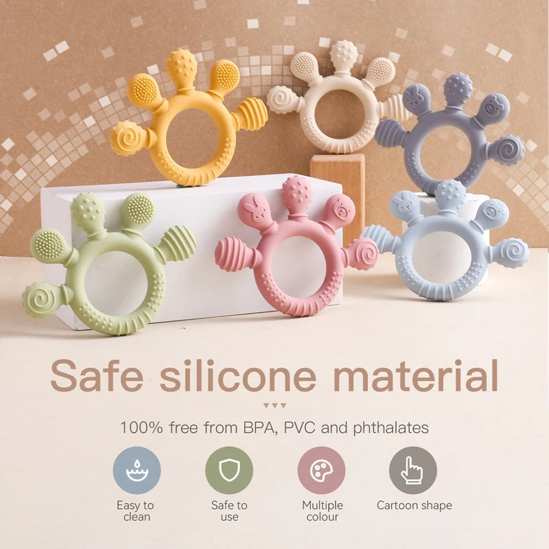 Silicone Teething Sensory Ring , Food Grade Toy