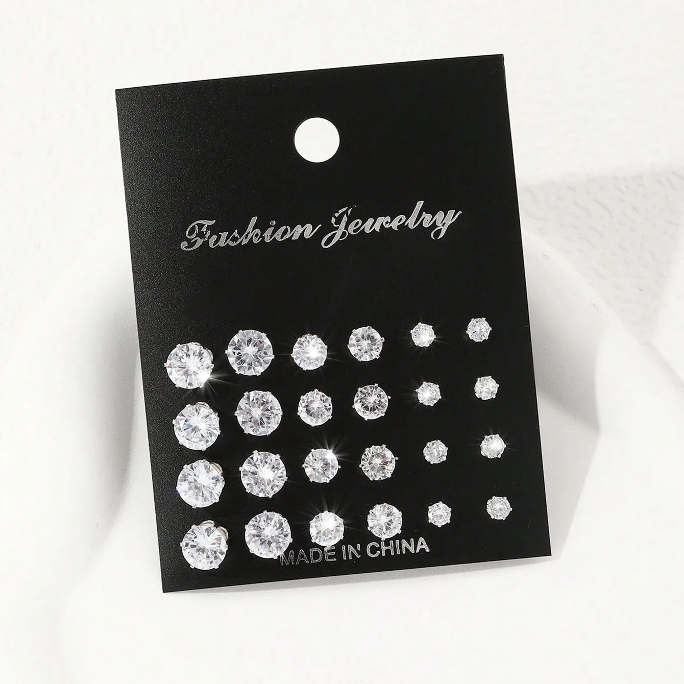 12 Pairs Of Luxurious Zirconia Earrings