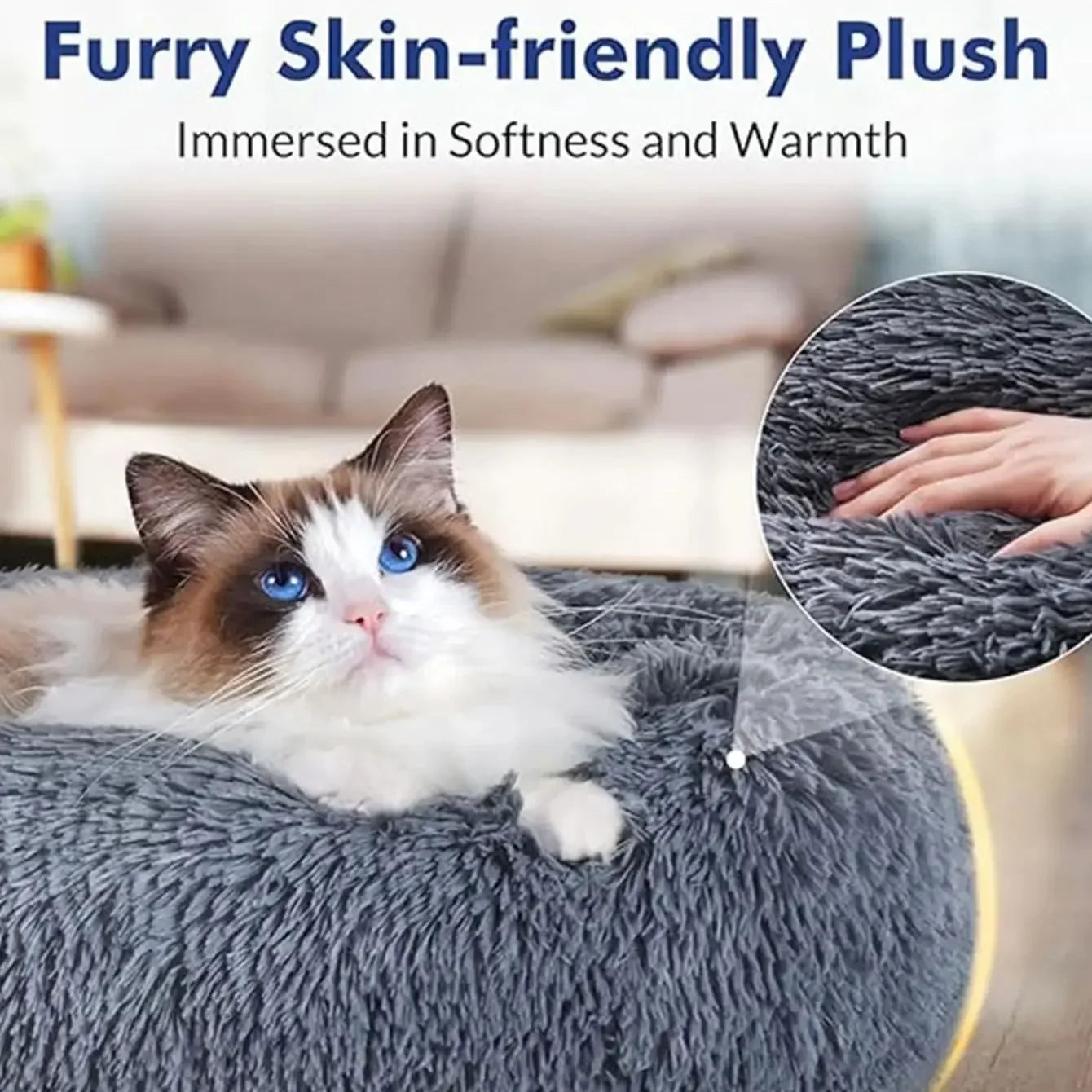 Cosy Round Plush Pet Bed 40-90cm