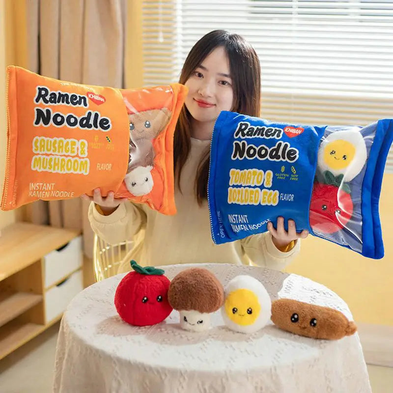 Japan Ramen Snack Throw Pillow In a Bag Stuffed