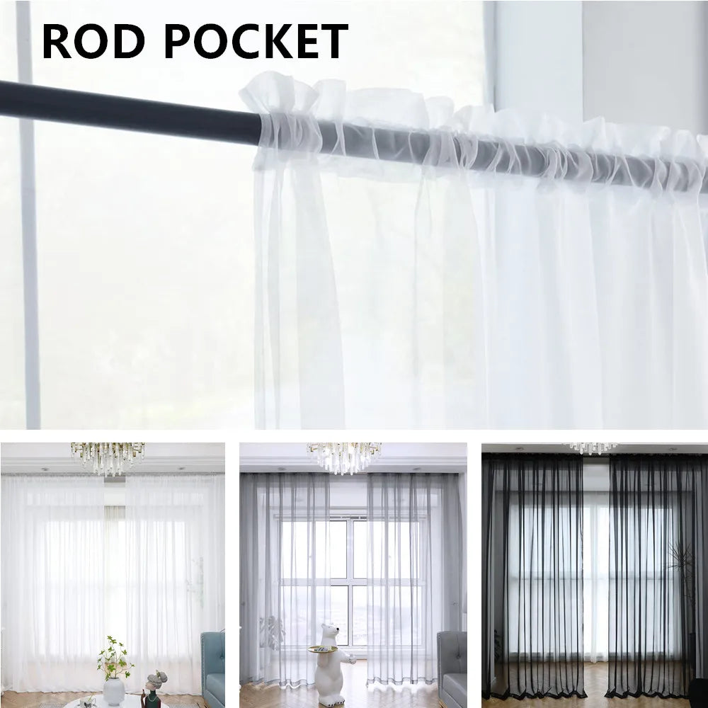 White Sheer Tulle Voile Organza Curtains