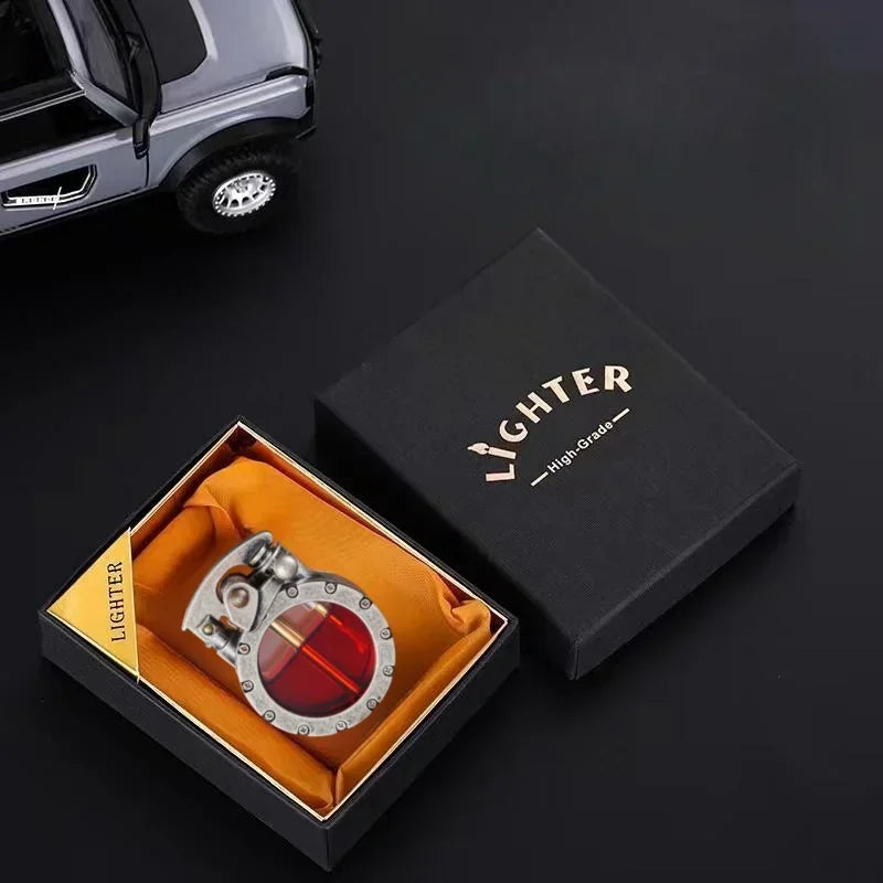 Retro Transparent Oil Tank Metal Rocker Kerosene Lighter