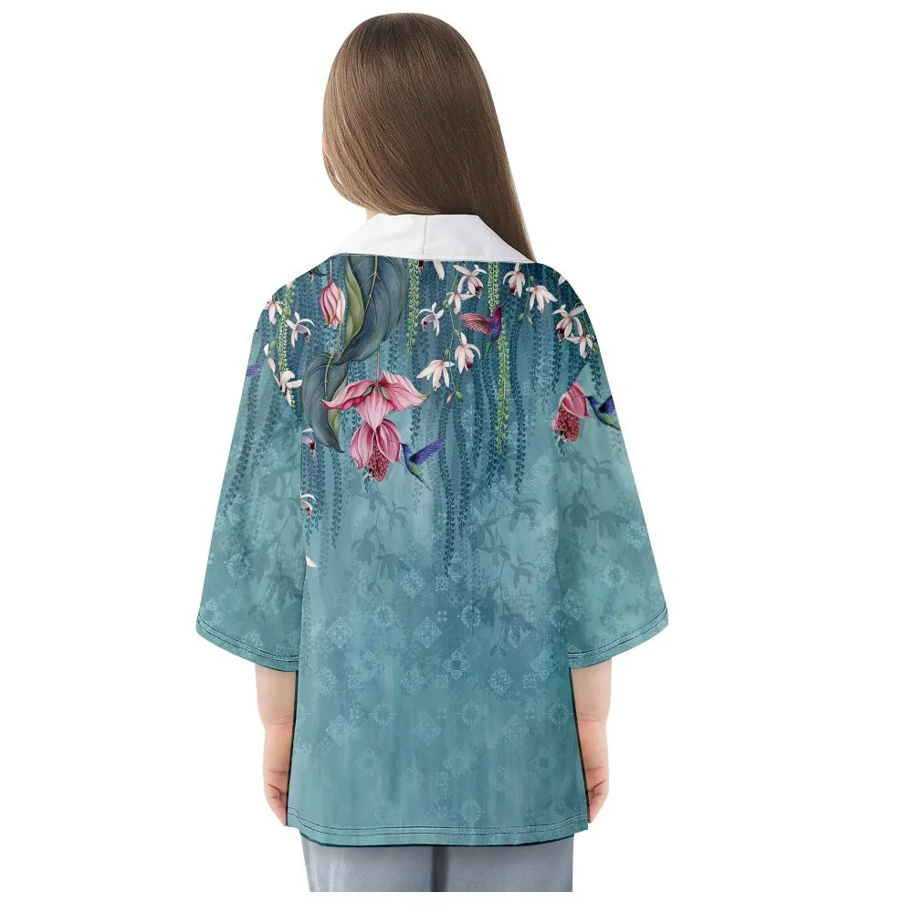 Kimono Japanese Traditional Flower Print - CLOTHING TOP