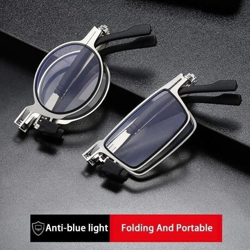 Retro Folding Reading Glasses Anti-blue Light with Free Case