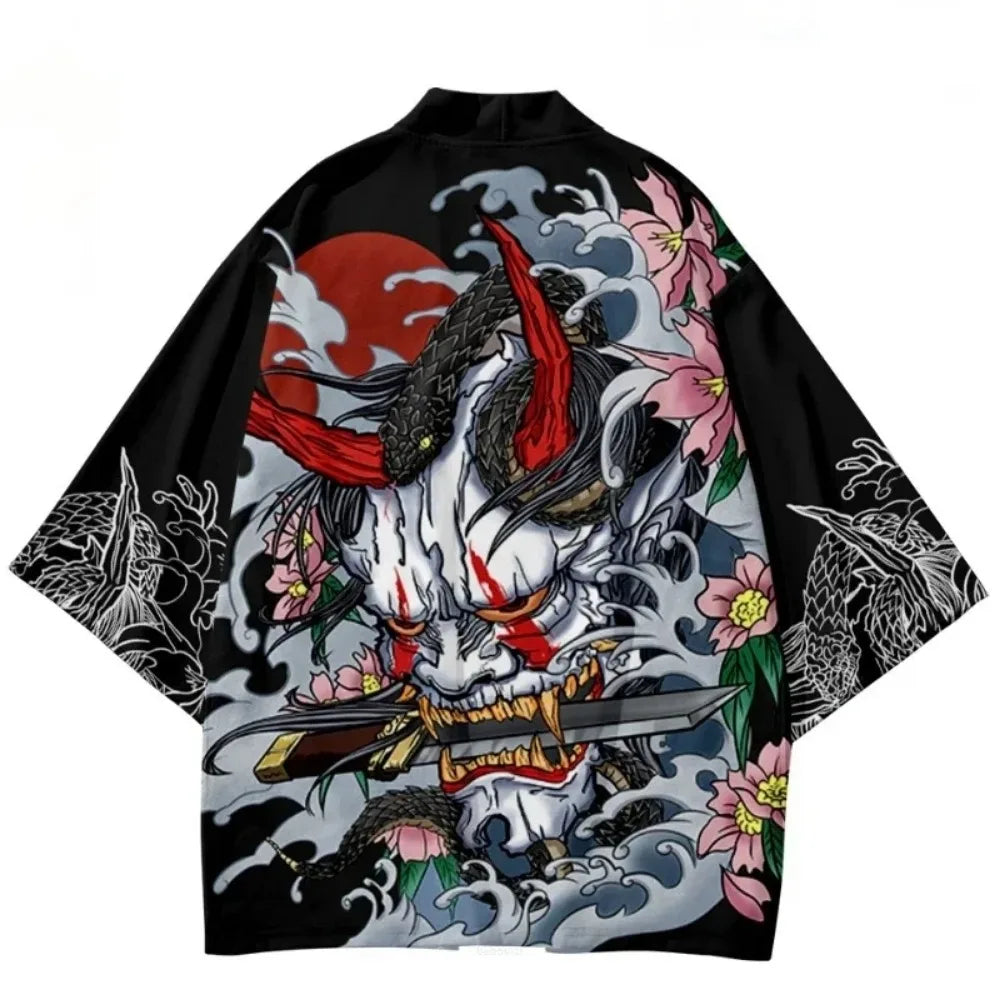 Kimono Japanese Traditional Samurai Anime Dragon - CLOTHING TOP