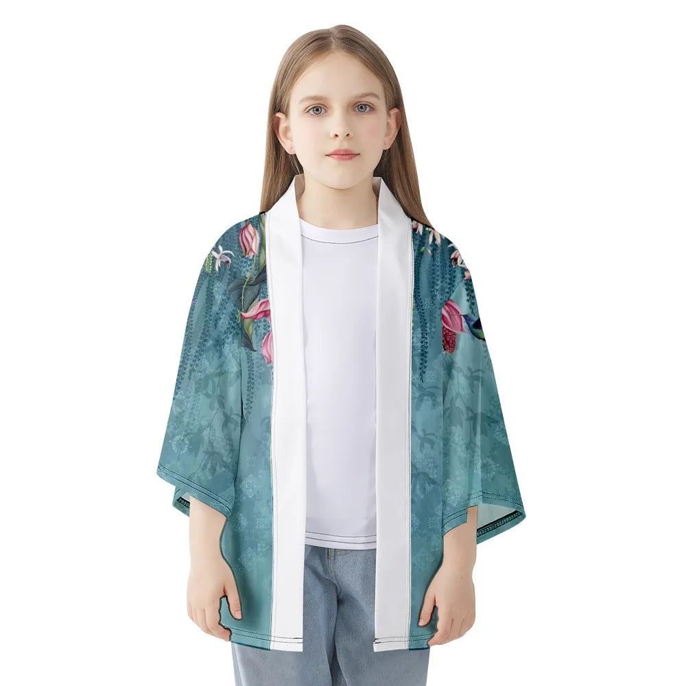 Kimono Japanese Traditional Flower Print - CLOTHING TOP