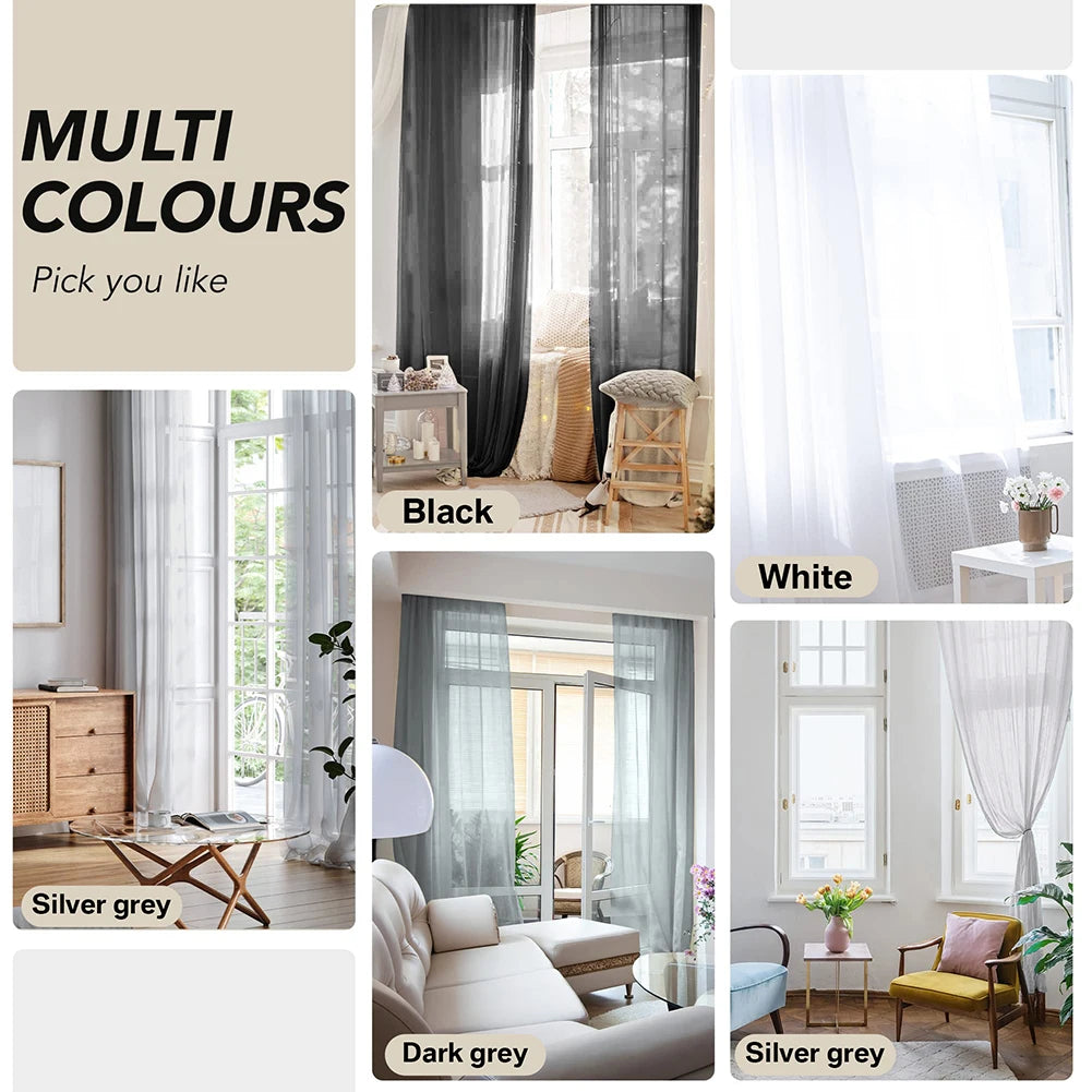 White Sheer Tulle Voile Organza Curtains