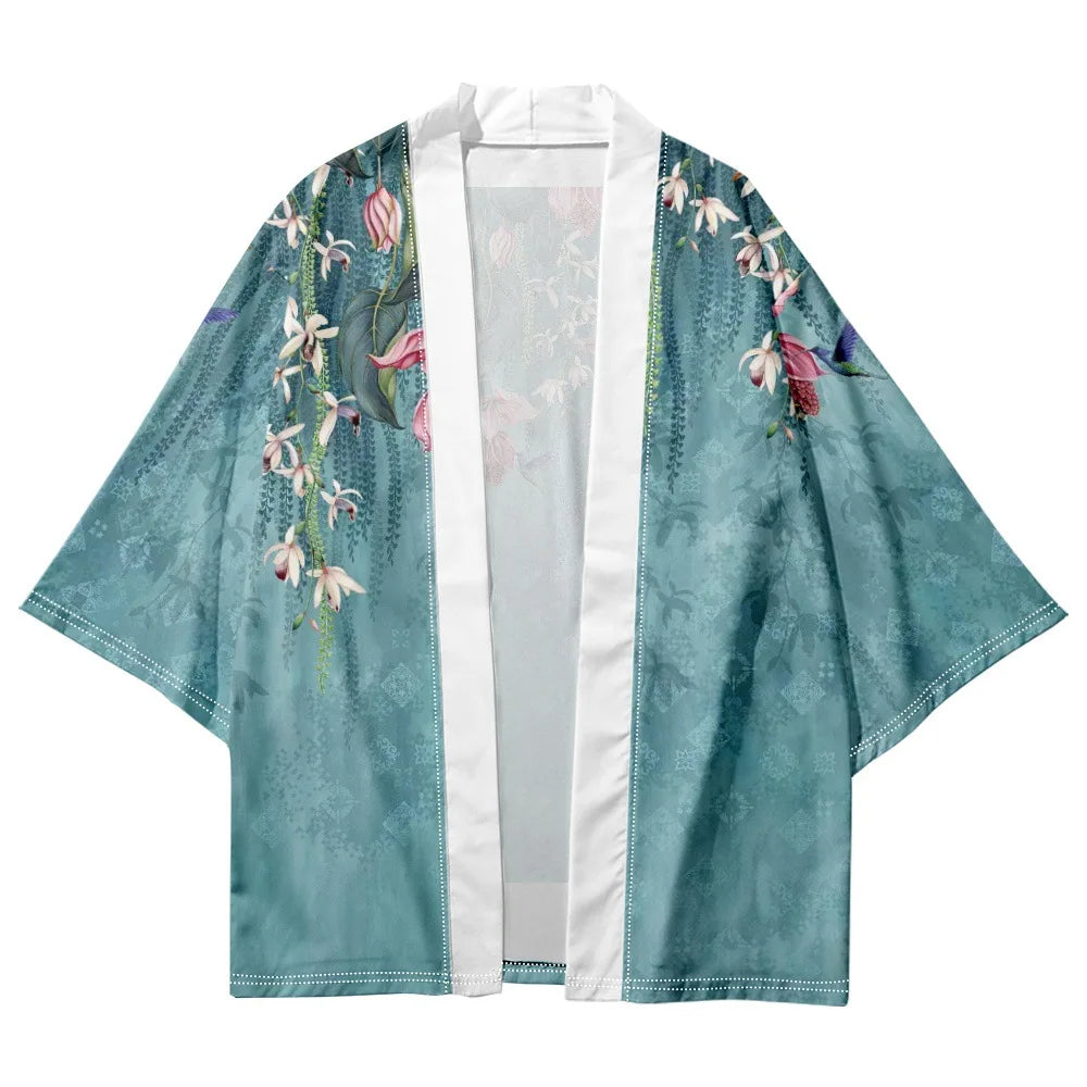 Kimono Japanese Traditional Flower Print - CLOTHING TOP