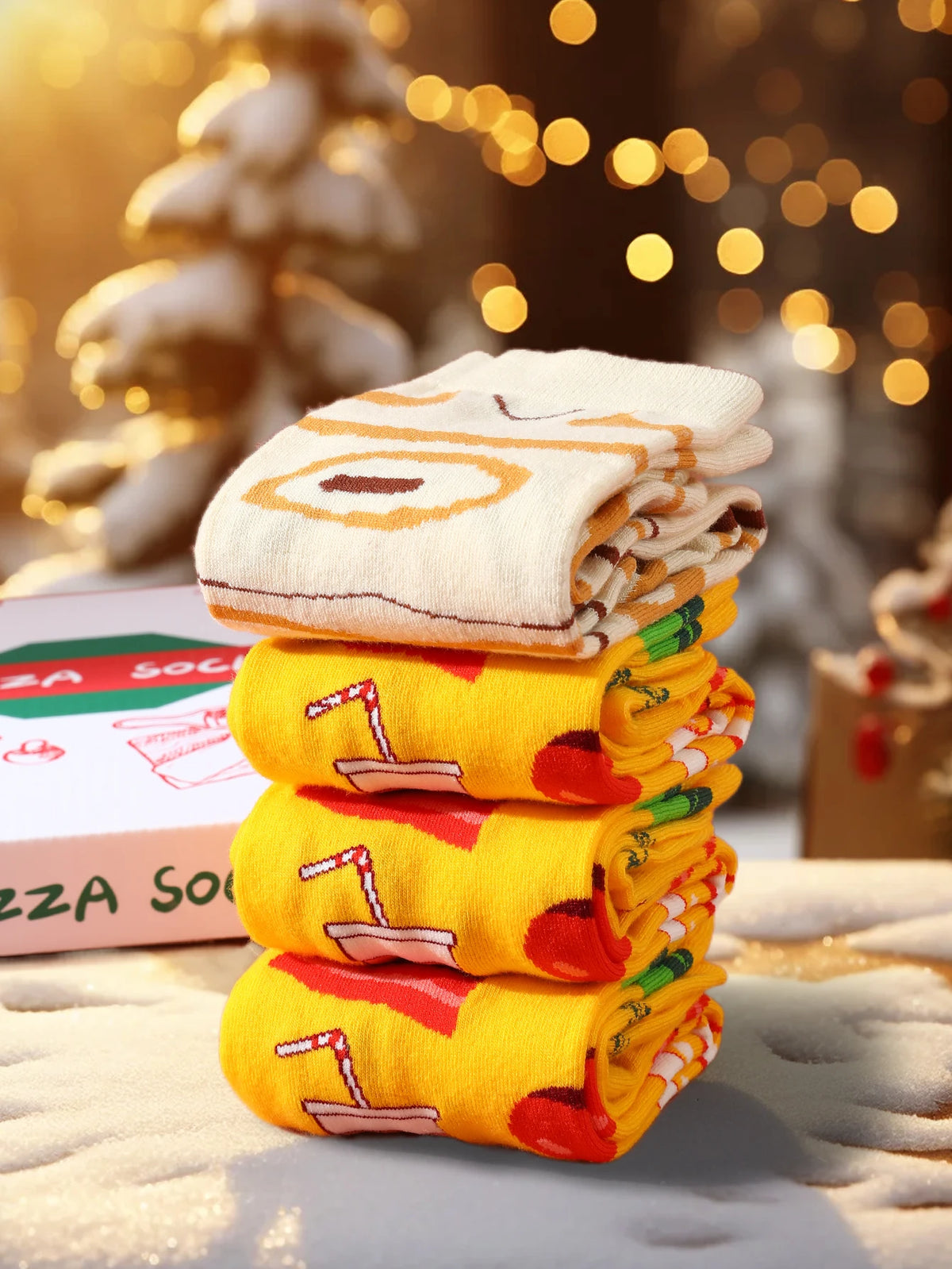 Pizza Mid calf socks 4 pairs