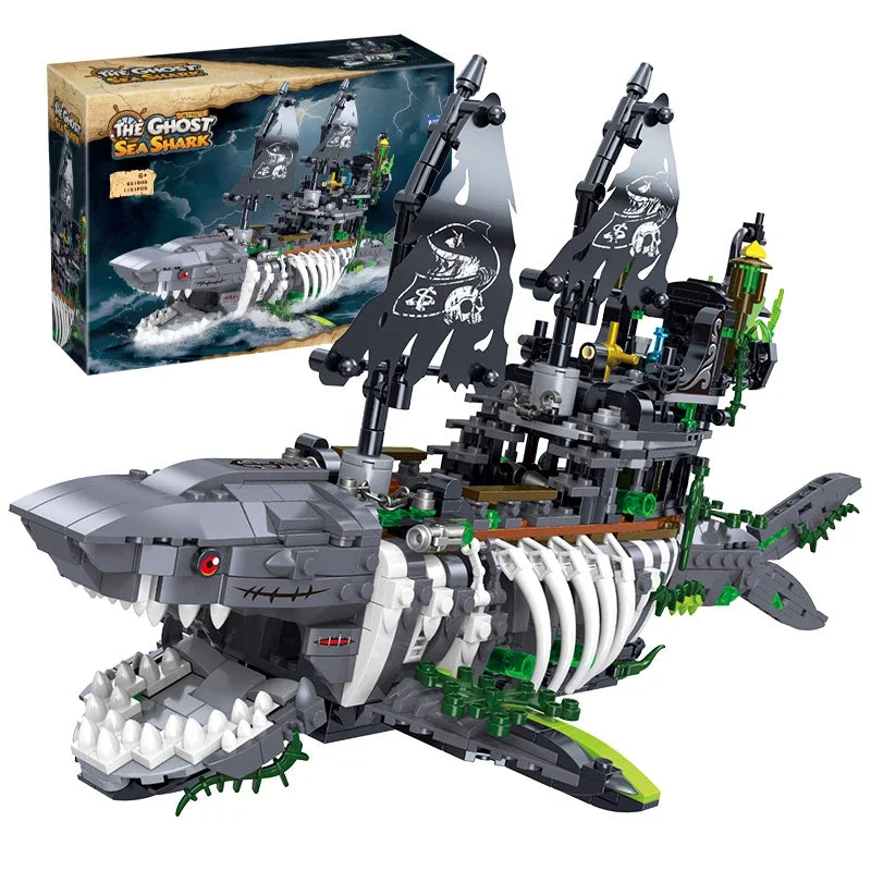 Ghost Sea Shark Pirate Ship Building Blocks 1155PCS