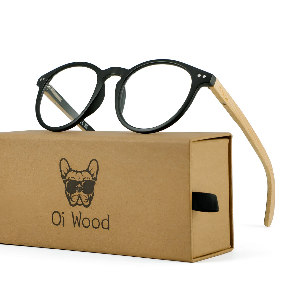 Oi Wood Bamboo Wood Reading Glasses for Men and Women Retro Round Anti Blue Light Presbyopia Glasses 0 +100 +150 +250