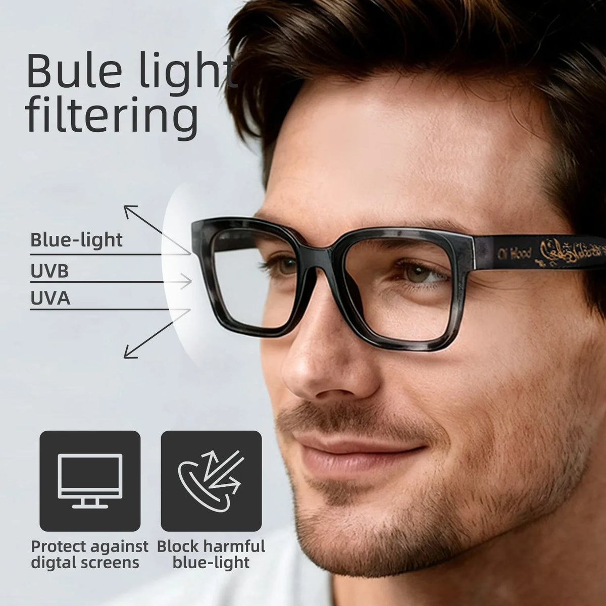 Oi Wood High Quality Far Sight Optic Men Anti Blue Light Presbyopia Eyewear Reading Glasses with Diopter +0+1.0 +1.5 +2.0 +2.5