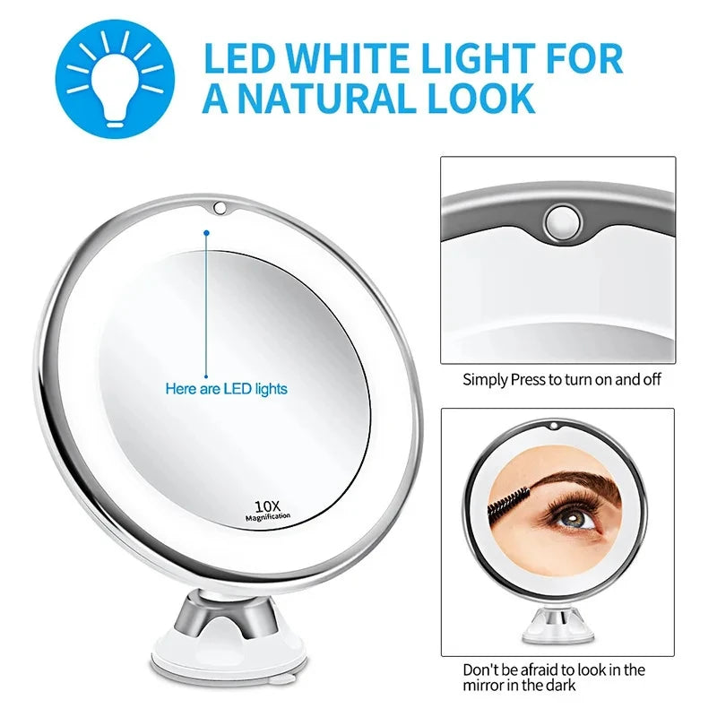 Flexible 10x Magnifying Vanity Mirror with Lights