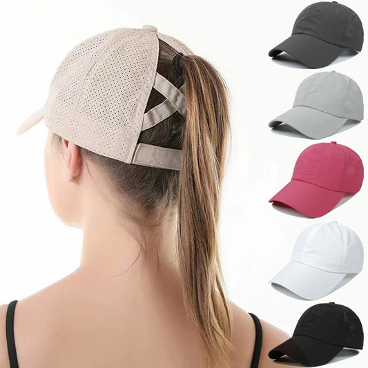 Summer Solid Color Baseball Caps Golf for High Ponytail