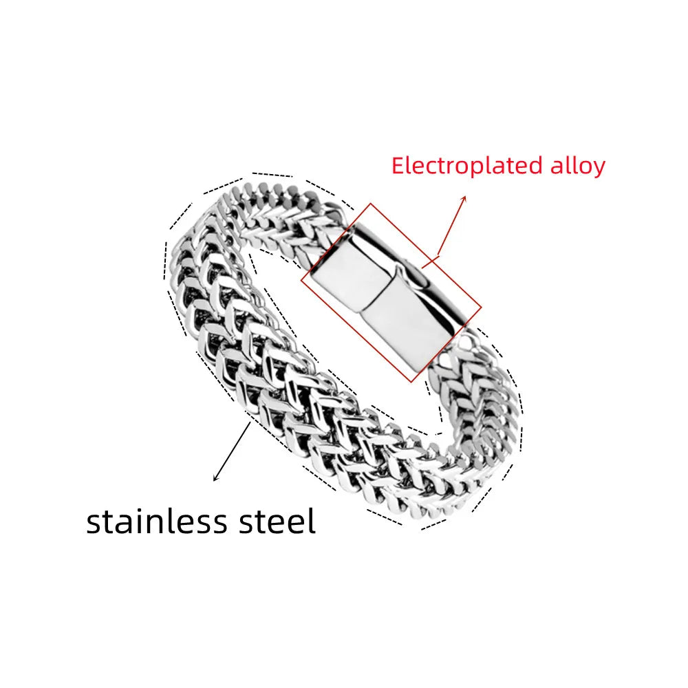 Stainless Steel Braided Alloy Magnetic Buckle Bracelet