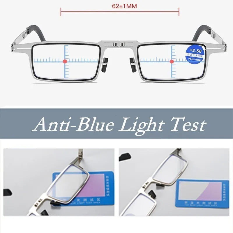 Retro Folding Reading Glasses Anti-blue Light with Free Case