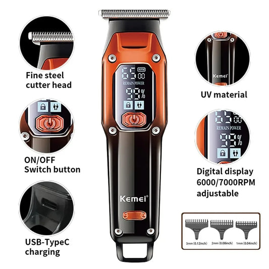 Kemei Cordless Professional Electric Hair Trimmer USB Rechargeable