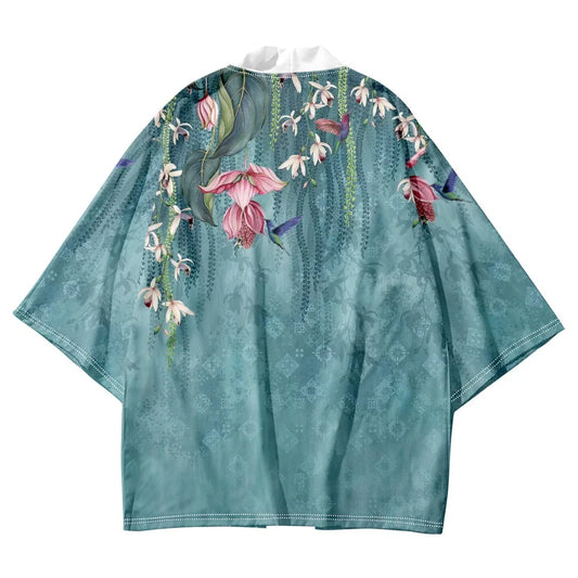 Kimono Japanese Traditional Flower Print - CLOTHING TOP