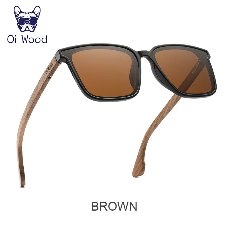 Oi Wood Men Women Square Sunglasses Wooden Eyeglasses polarized Blue Lenses Mens Glasses Luxury Eyewear