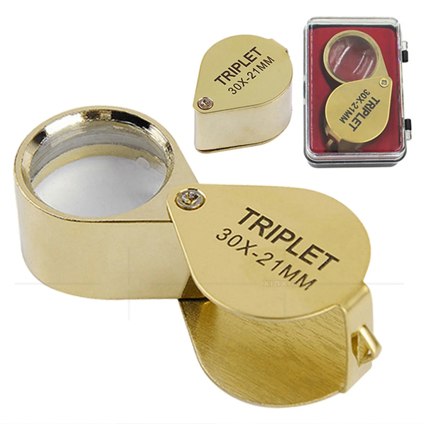 10-30X gold/silver 3 piece jewelry/reading magnifying glass
