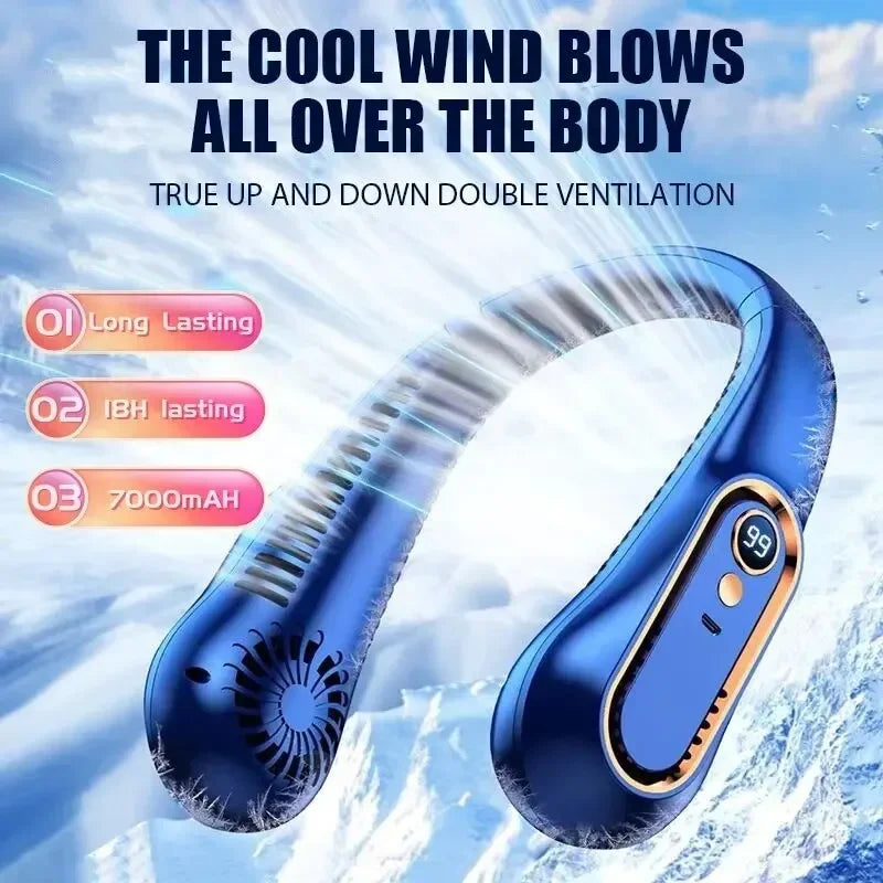 Portable Neck Bladeless Fan Mini Ultra Long Life 5 Gear