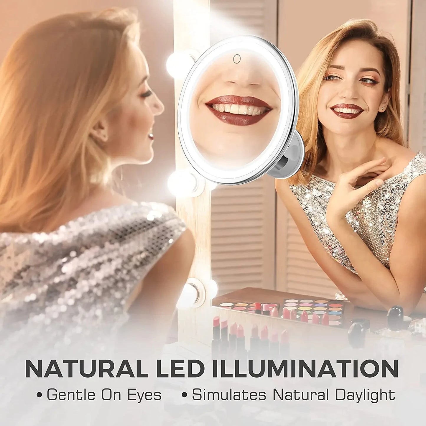 Flexible 10x Magnifying Vanity Mirror with Lights