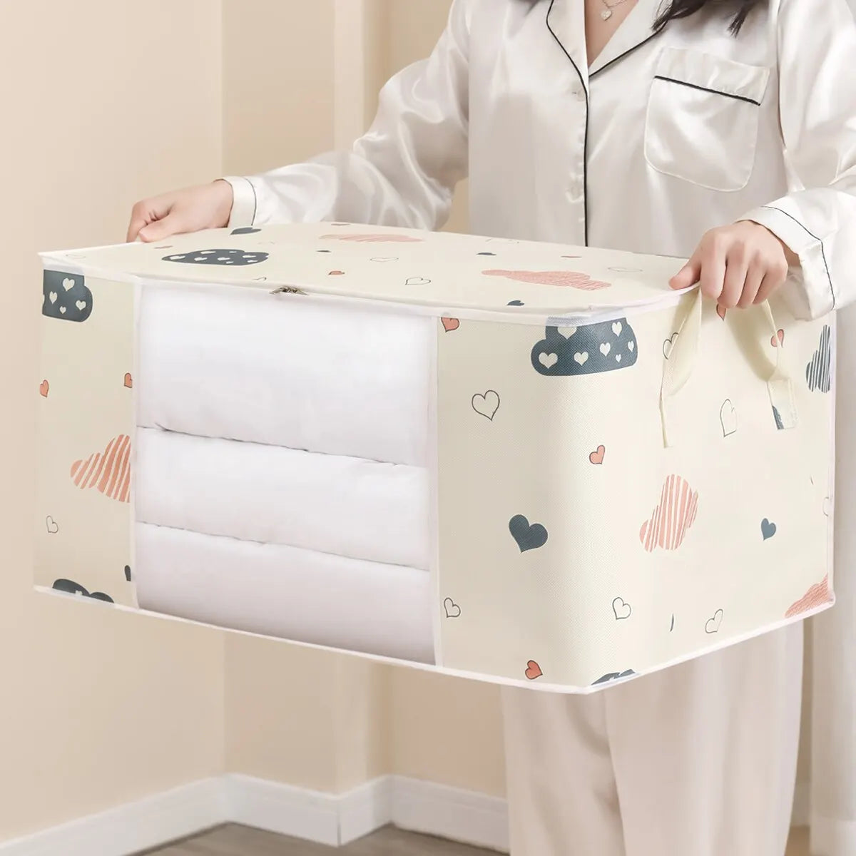 Large Capacity Clothes Storage Organizer With Reinforced Handle