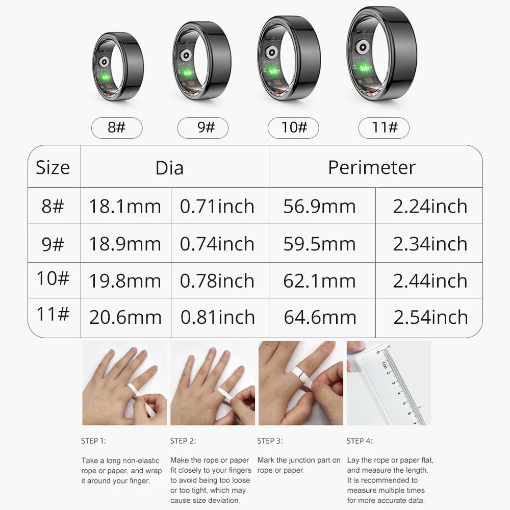 Health Monitoring Smart Ring Military Grade Titanium Steel