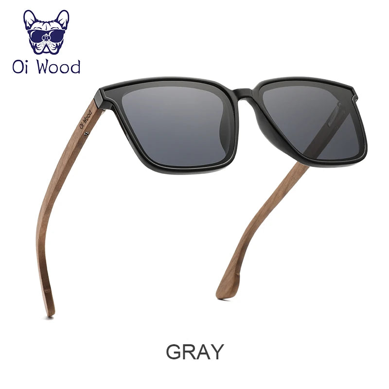Oi Wood Men Women Square Sunglasses Wooden Eyeglasses polarized Blue Lenses Mens Glasses Luxury Eyewear