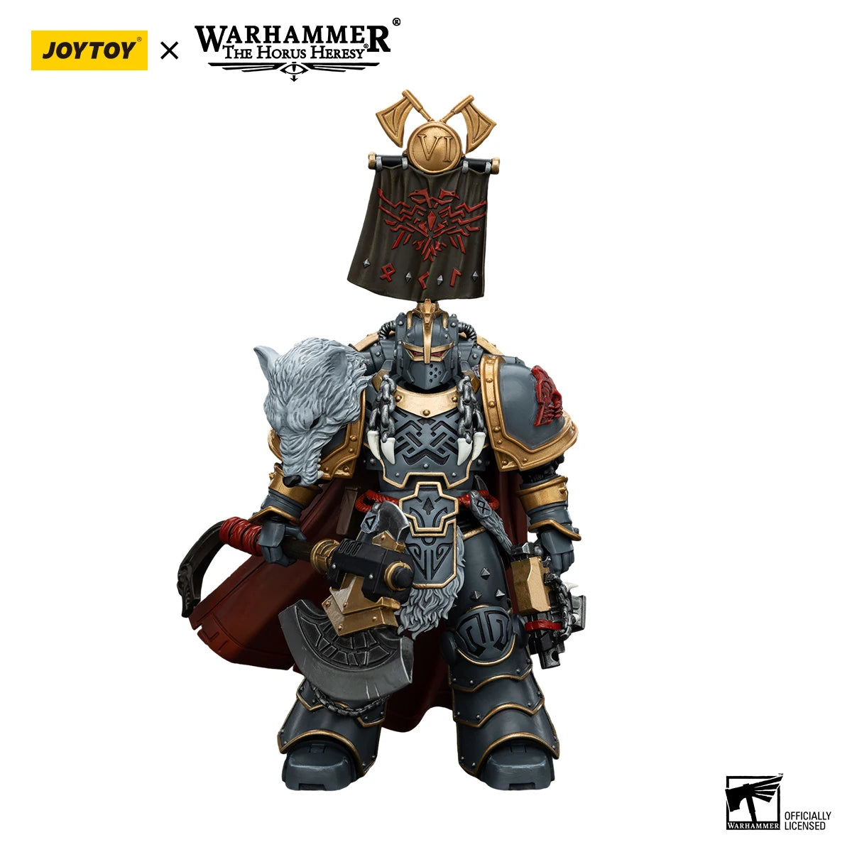 JOYTOY Warhammer 40k 1/18 Action Figures 12.4cm Space Wolves Legion Praetor with Power Axe and Combat Shield