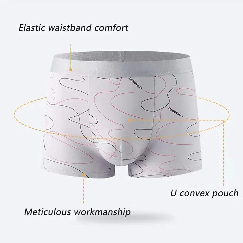 Simple Line Breathable 3 Pieces Men Boxers Underwear