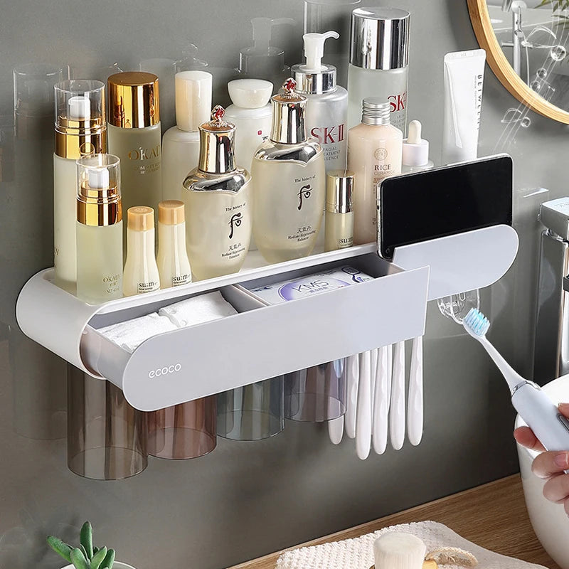 Bathroom Wall Toothbrush Organizer Set