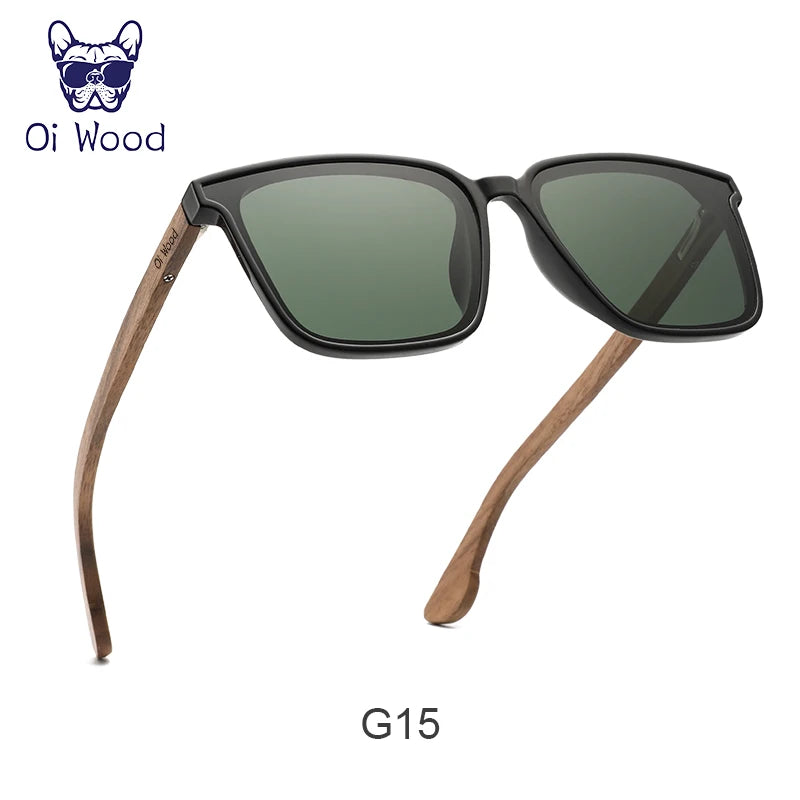 Oi Wood Men Women Square Sunglasses Wooden Eyeglasses polarized Blue Lenses Mens Glasses Luxury Eyewear