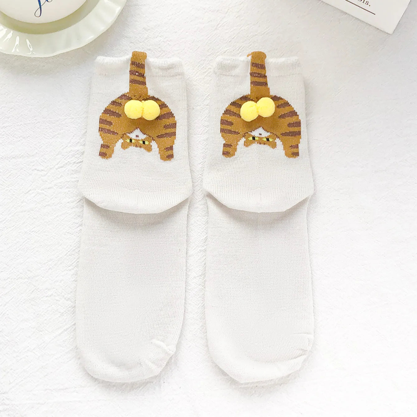 Funny Cat Black/White Mid-Tube Socks
