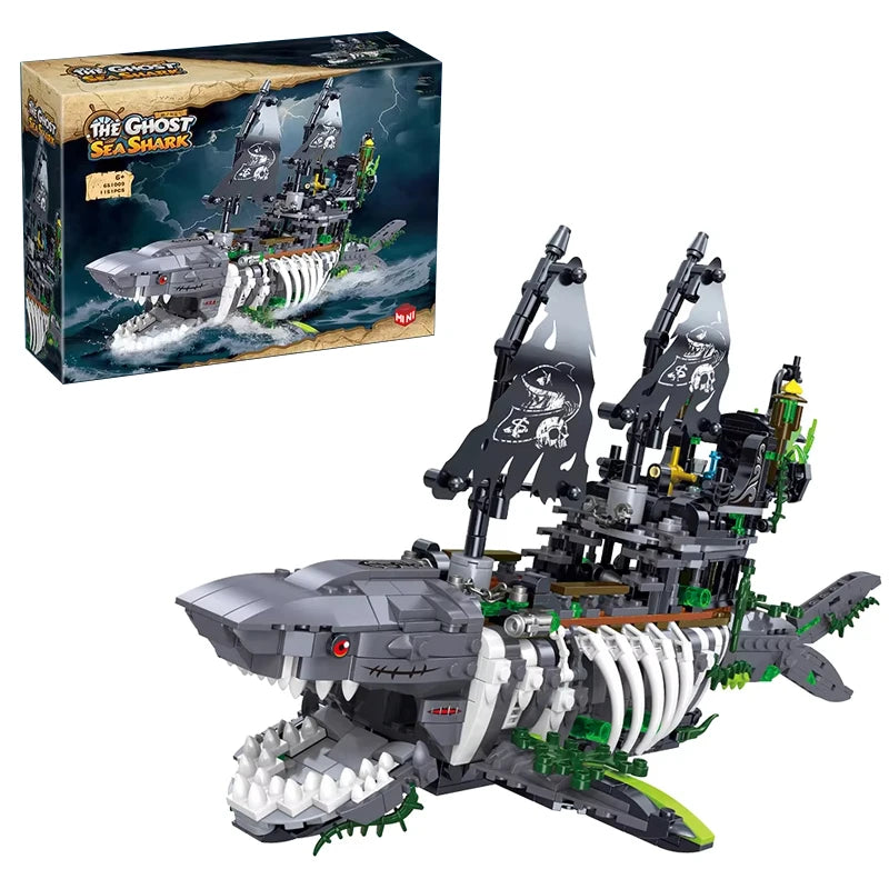Ghost Sea Shark Pirate Ship Building Blocks 1155PCS