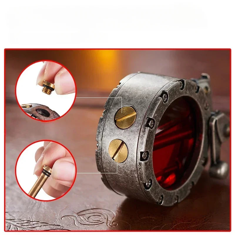 Retro Transparent Oil Tank Metal Rocker Kerosene Lighter