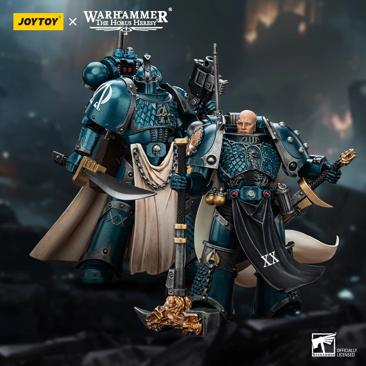 JOYTOY Warhammer 40k 1/18 Action Figures Anime 12.6cm Alpha Legion Legion Praetor with Power Sword Harrowmaster Armillus Dynat