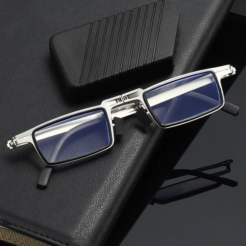 Retro Folding Reading Glasses Anti-blue Light with Free Case
