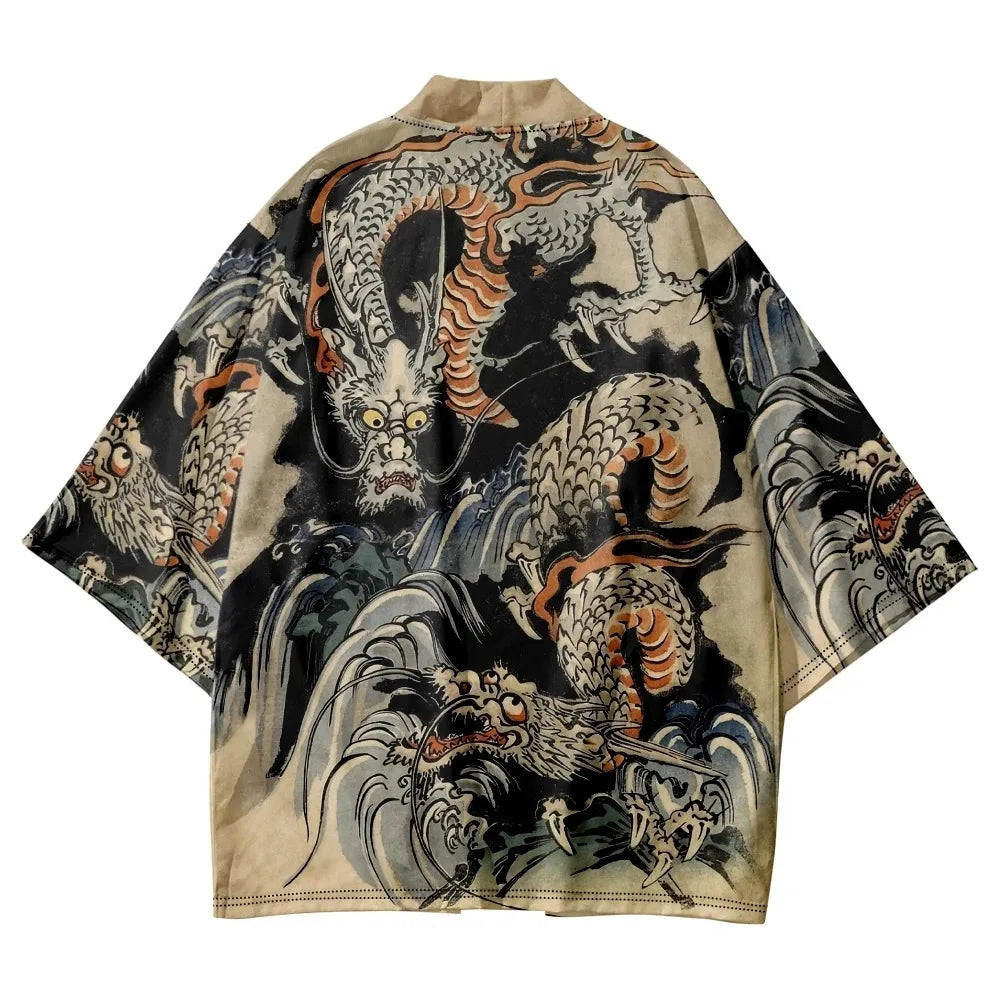 Kimono Japanese Traditional Samurai Anime Dragon - CLOTHING TOP