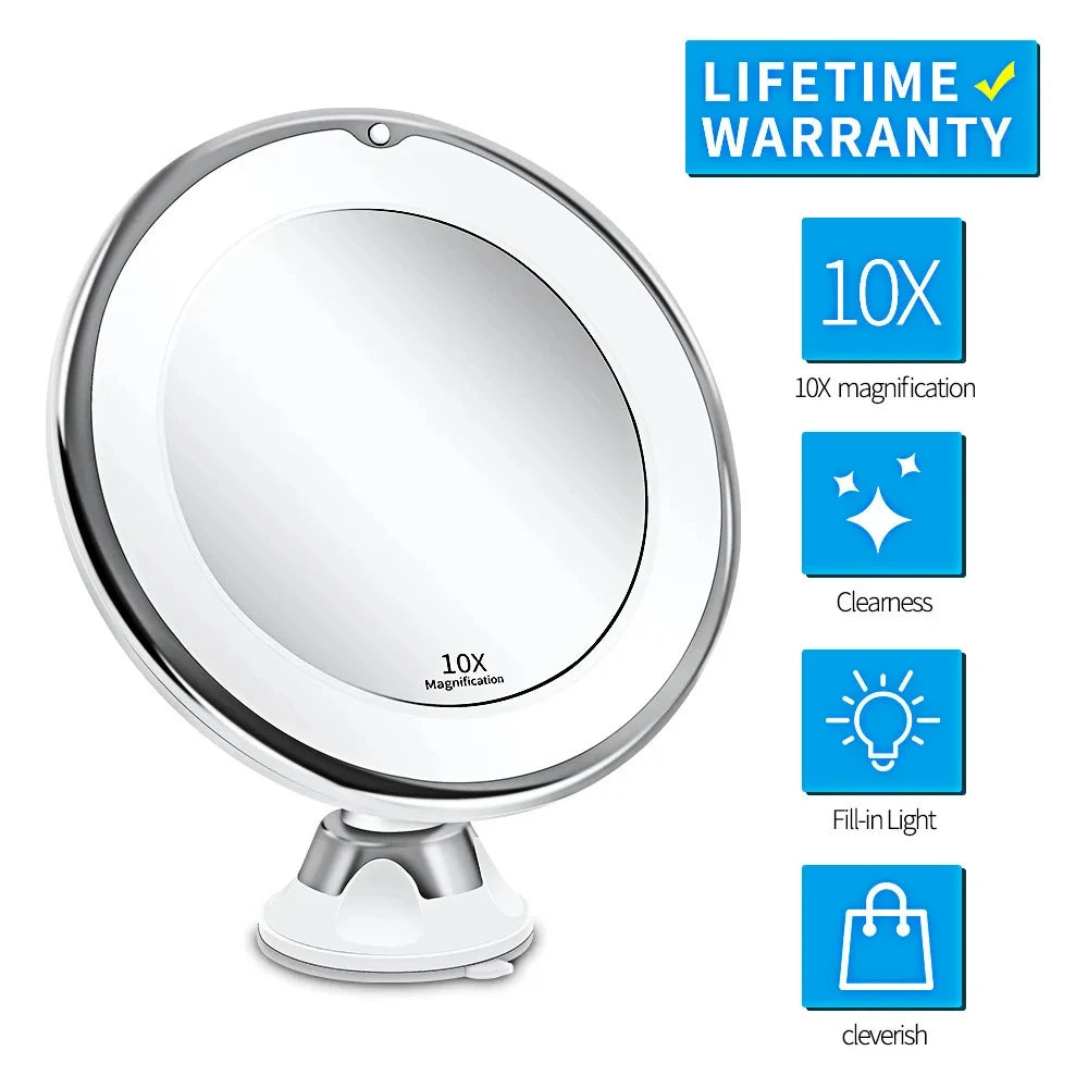 Flexible 10x Magnifying Vanity Mirror with Lights