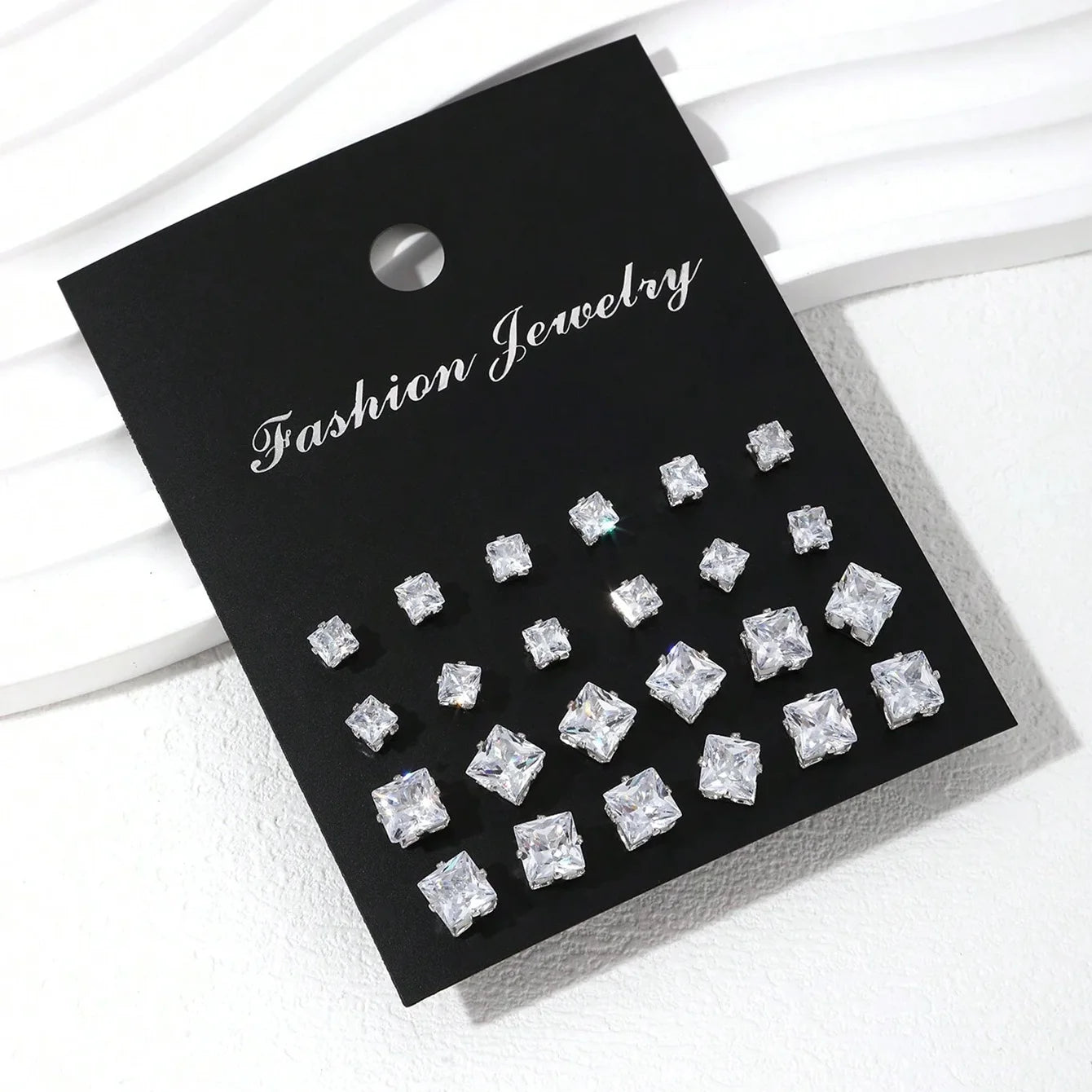12 Pairs Of Luxurious Zirconia Earrings