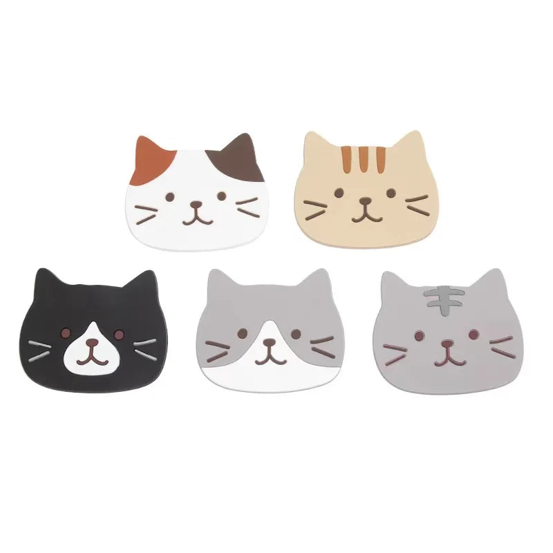 Cute Cats Silicone Cup Coaster Mat 5pcs