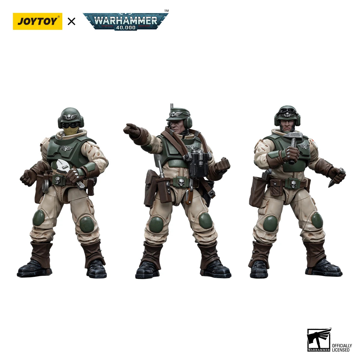 JOYTOY Warhammer 40k 1/18 Action Figures Anime Astra Militarum Ordnance Team with Malleus Rocket Launcher Soldier Model Toys